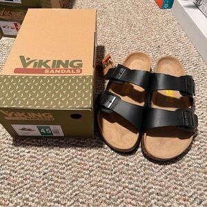 Viking Sandals Men's Black Double-Buckle Slide Sandals